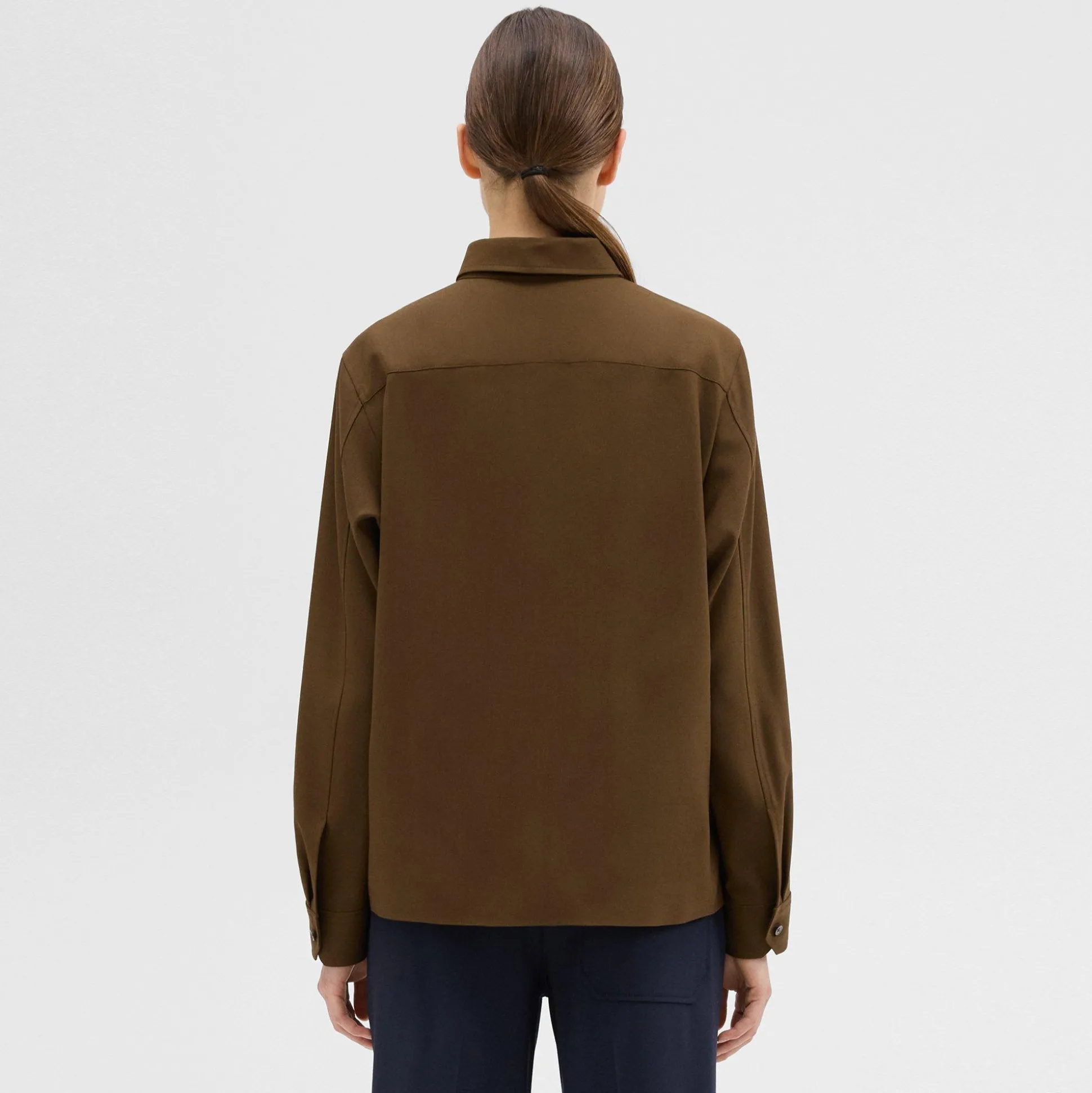 Theory Virgin Wool Popover Shirt-Women Tops
