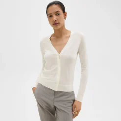 Theory V-Neck Cardigan In Regal Wool-Women Sweaters + Cardigans