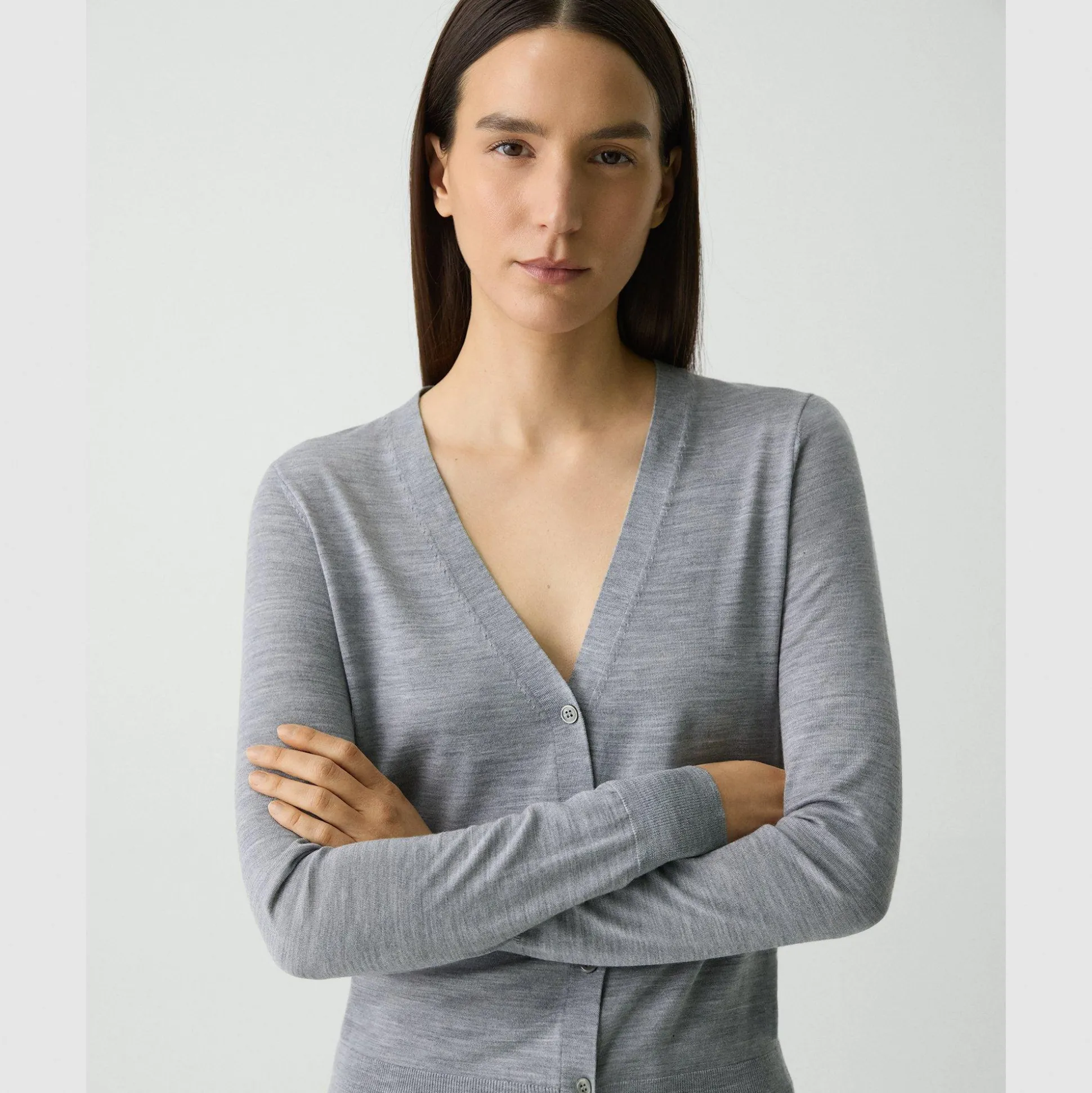 Theory V-Neck Cardigan In Regal Wool-Women Sweaters + Cardigans