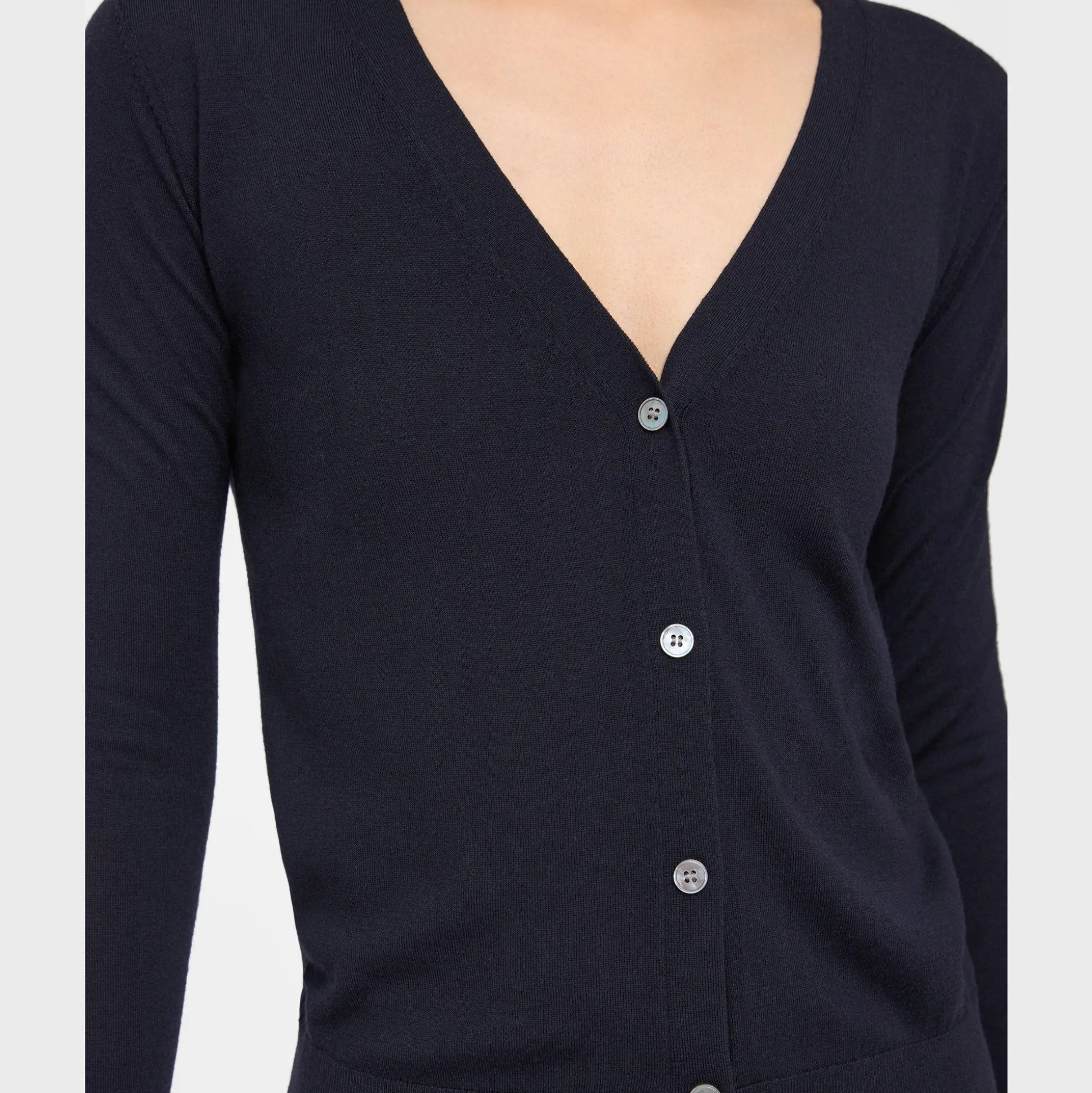 Theory V-Neck Cardigan In Regal Wool-Women Sweaters + Cardigans