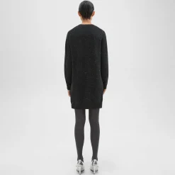 Theory V-Neck Sweater Dress In Donegal Wool-Cashmere-Women Dresses