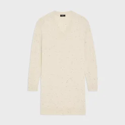 Theory V-Neck Sweater Dress In Donegal Wool-Cashmere-Women Dresses