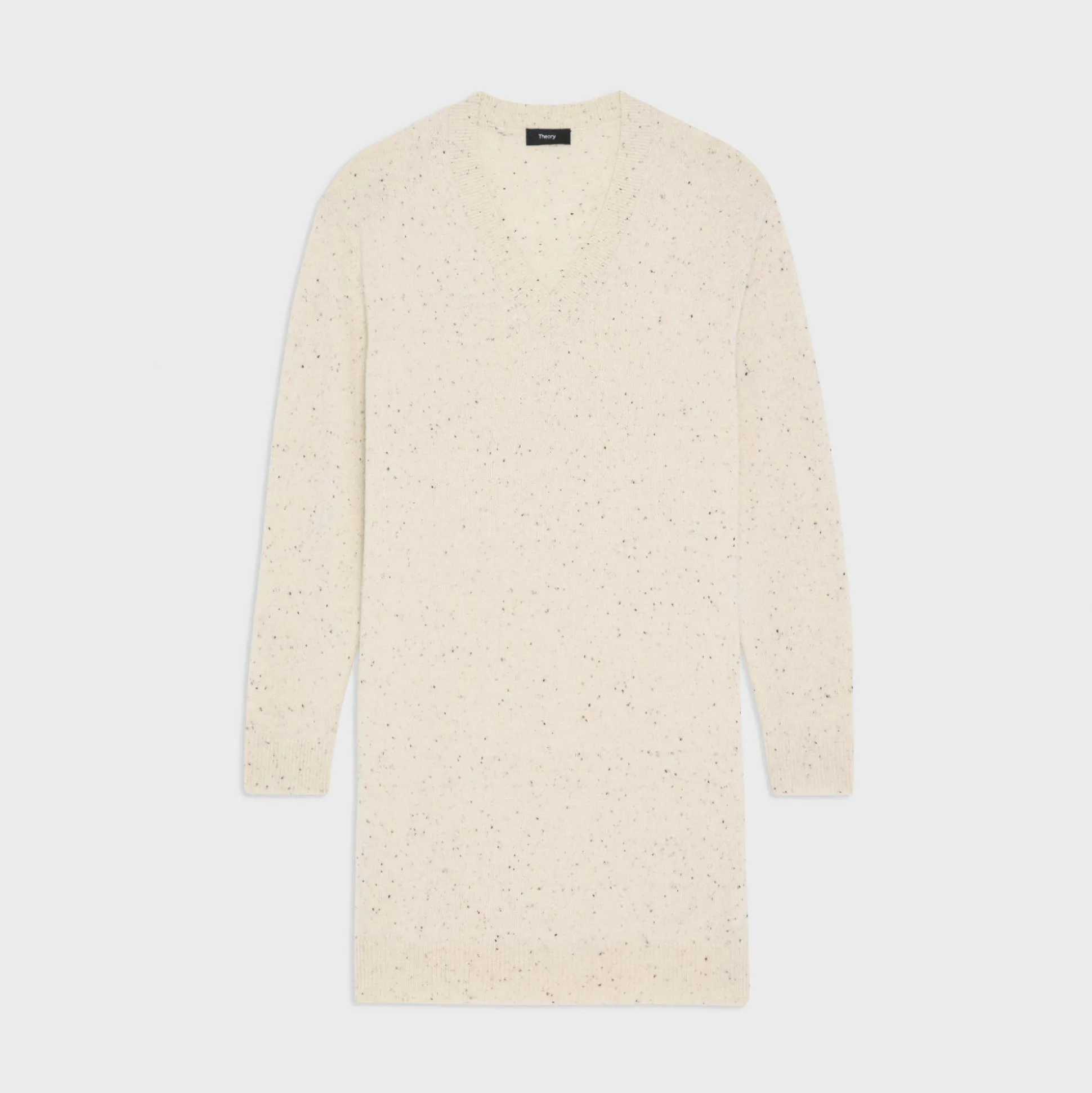 Theory V-Neck Sweater Dress In Donegal Wool-Cashmere-Women Dresses