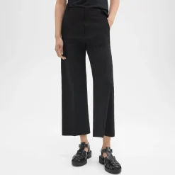 Theory Wide Crop Pant In Good Linen-Women Pants
