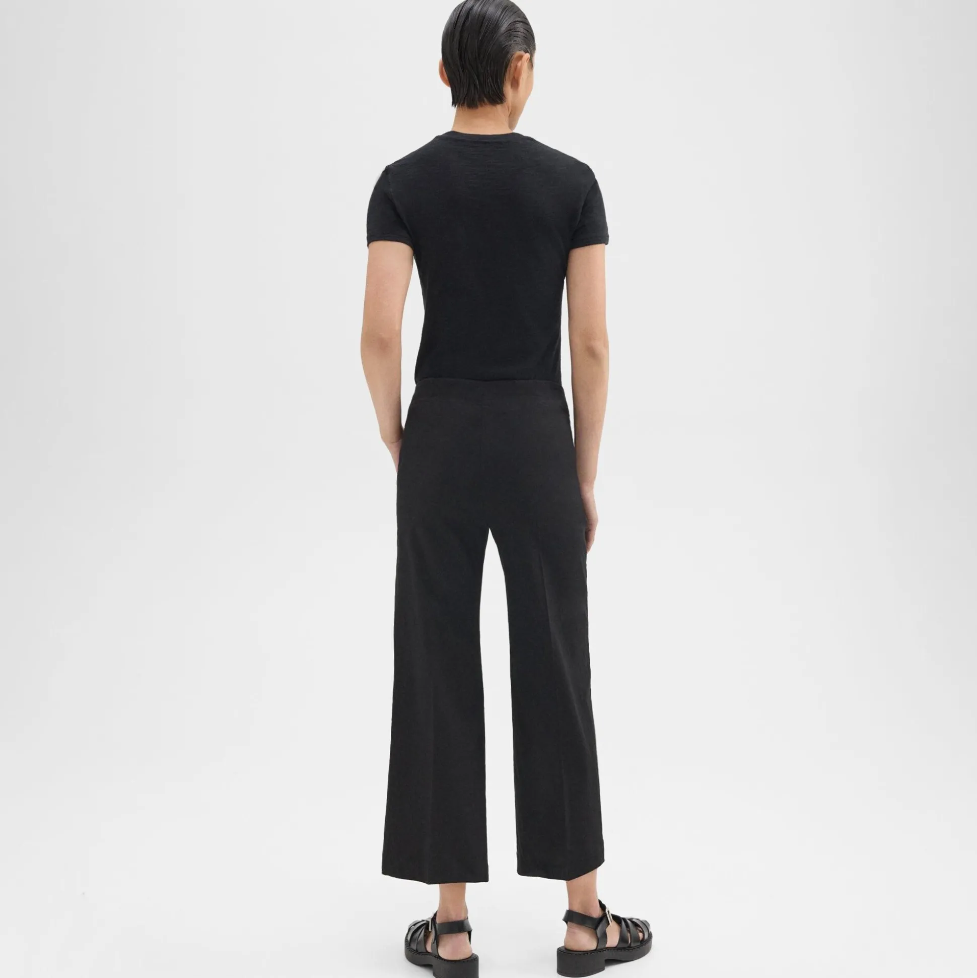 Theory Wide Crop Pant In Good Linen-Women Pants