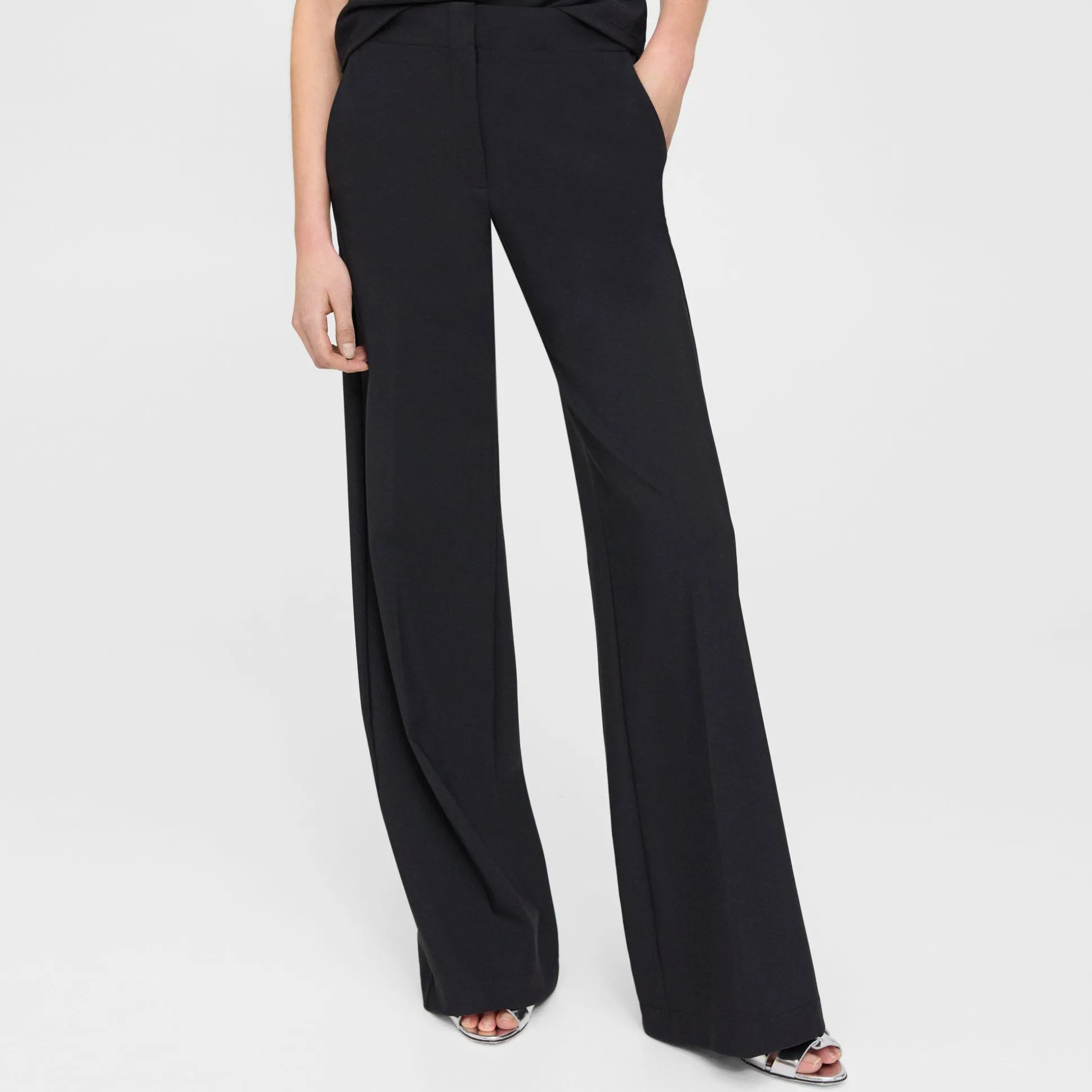Theory Wide-Leg Pant In Precision Ponte-Women Suits|Pants
