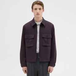 Theory Wool Gabardine Shirt Jacket-Men Outerwear