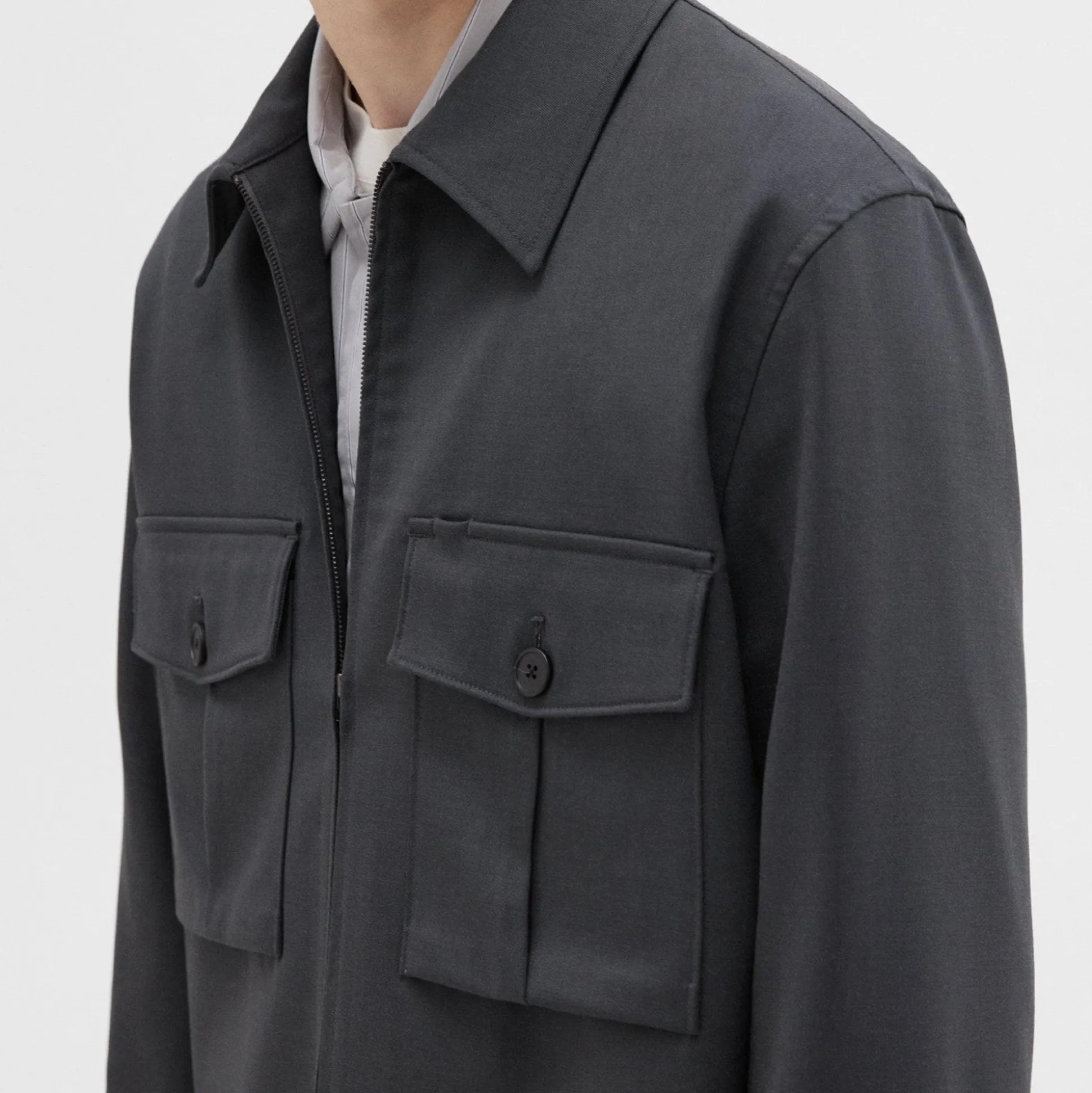 Theory Wool Gabardine Shirt Jacket-Men Outerwear
