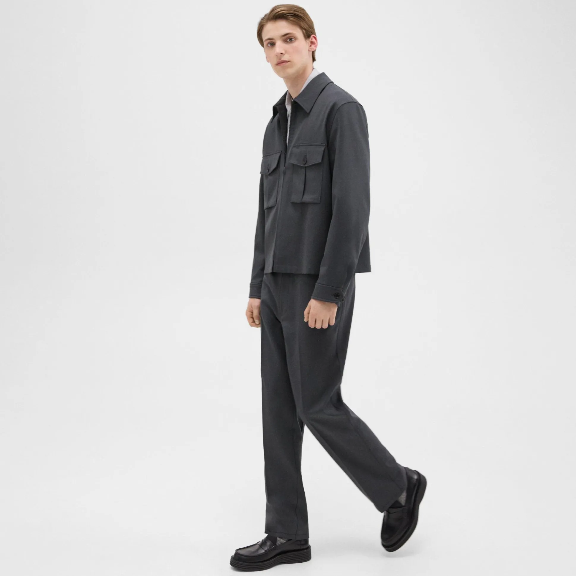 Theory Wool Gabardine Shirt Jacket-Men Outerwear
