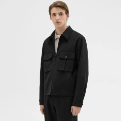 Theory Wool Gabardine Shirt Jacket-Men Outerwear
