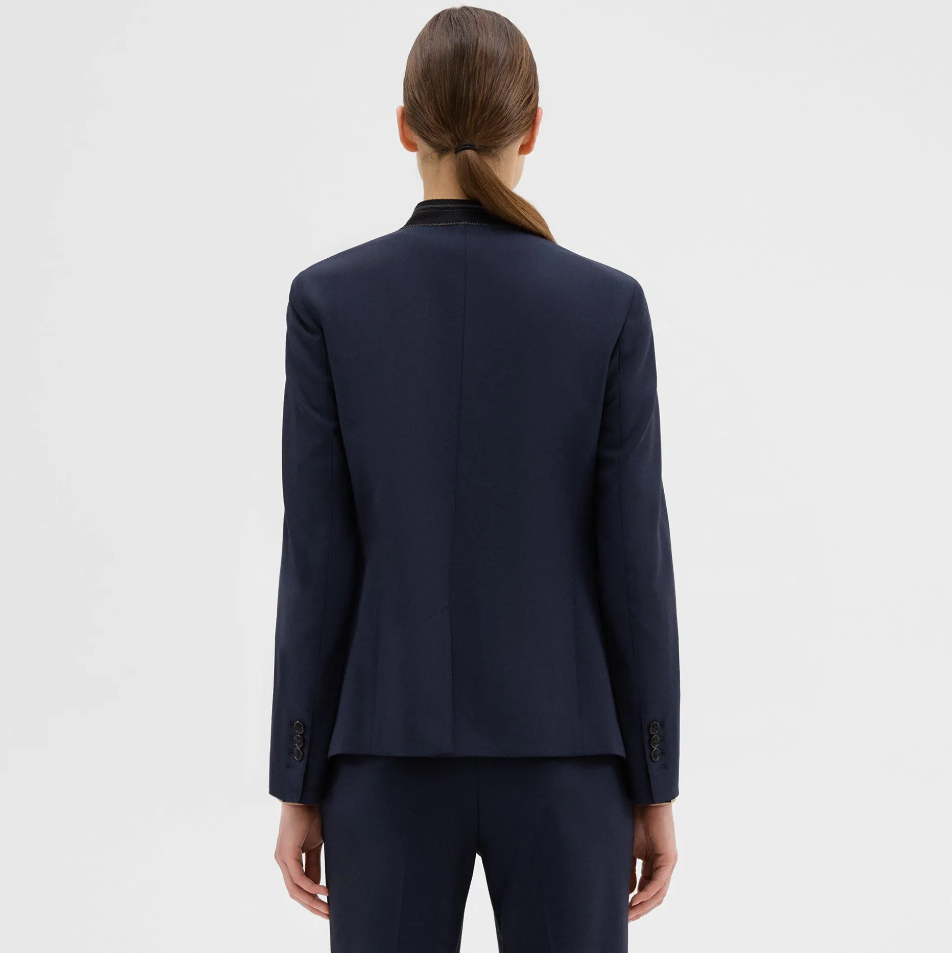 Theory Wool Gabardine Stand-Collar Blazer-Women Suits|Blazers + Jackets