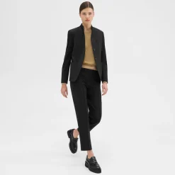 Theory Wool Gabardine Stand-Collar Blazer-Women Suits|Blazers + Jackets