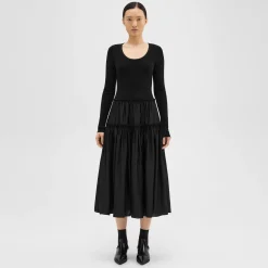 Theory Wool-Viscose Combo Dress-Women Dresses
