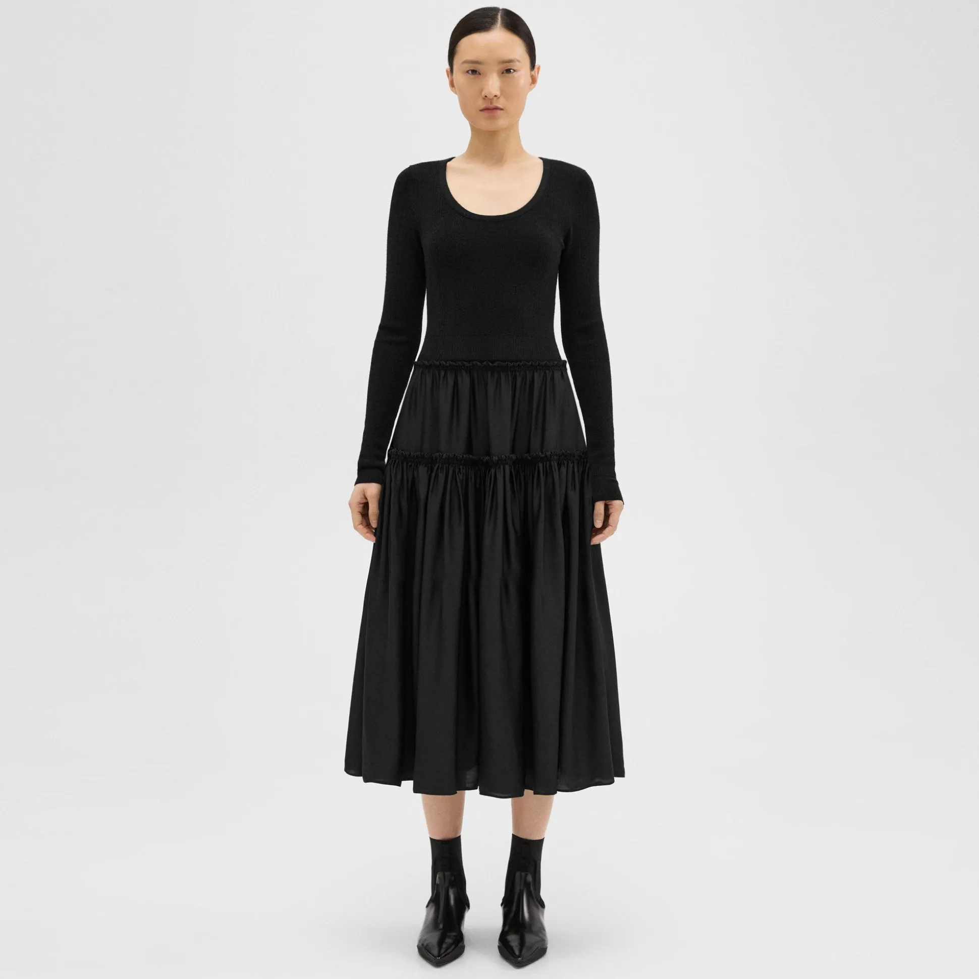Theory Wool-Viscose Combo Dress-Women Dresses