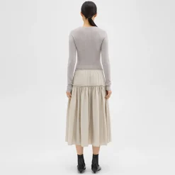 Theory Wool-Viscose Combo Dress-Women Dresses