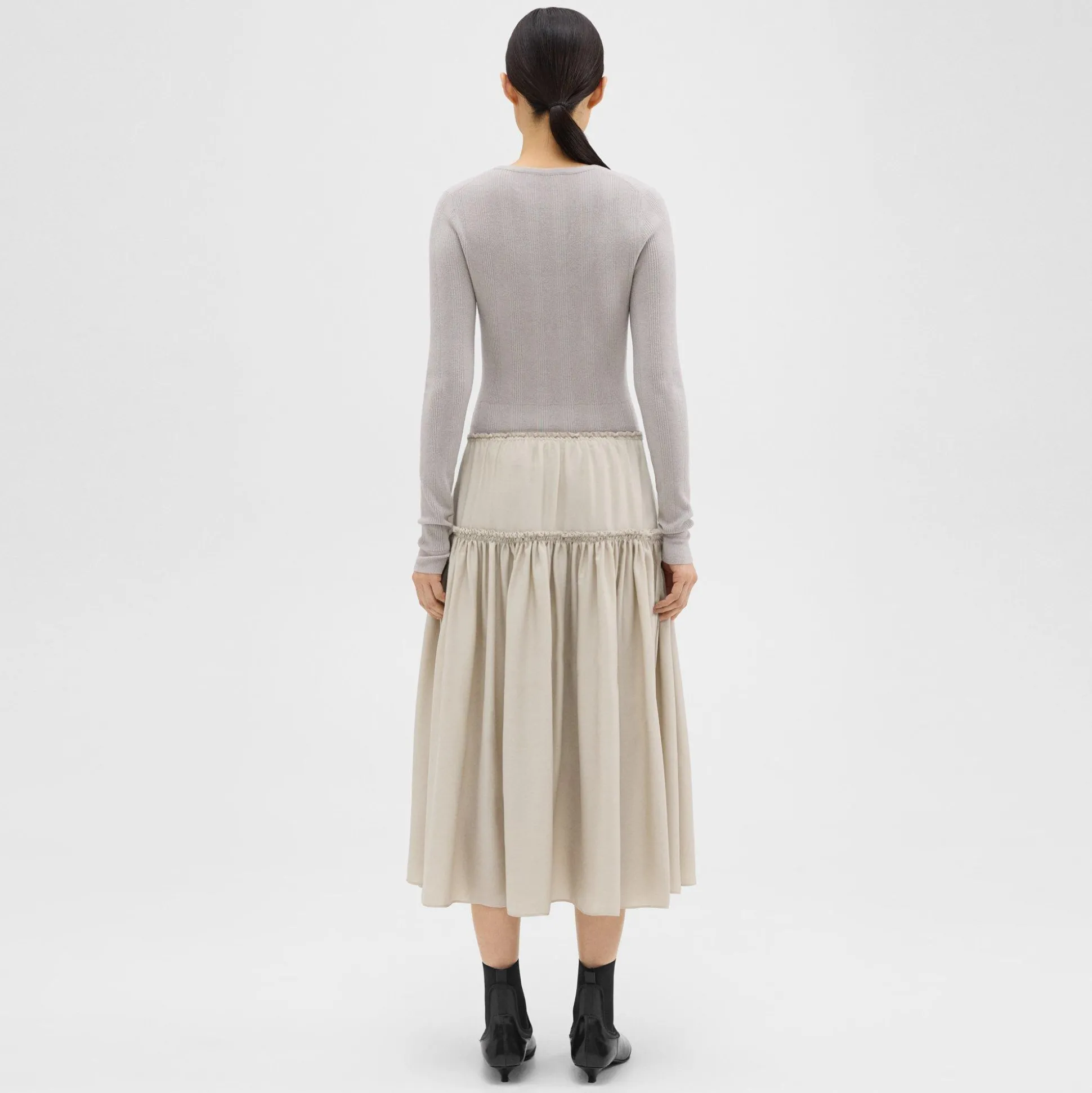 Theory Wool-Viscose Combo Dress-Women Dresses