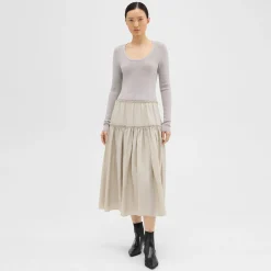 Theory Wool-Viscose Combo Dress-Women Dresses