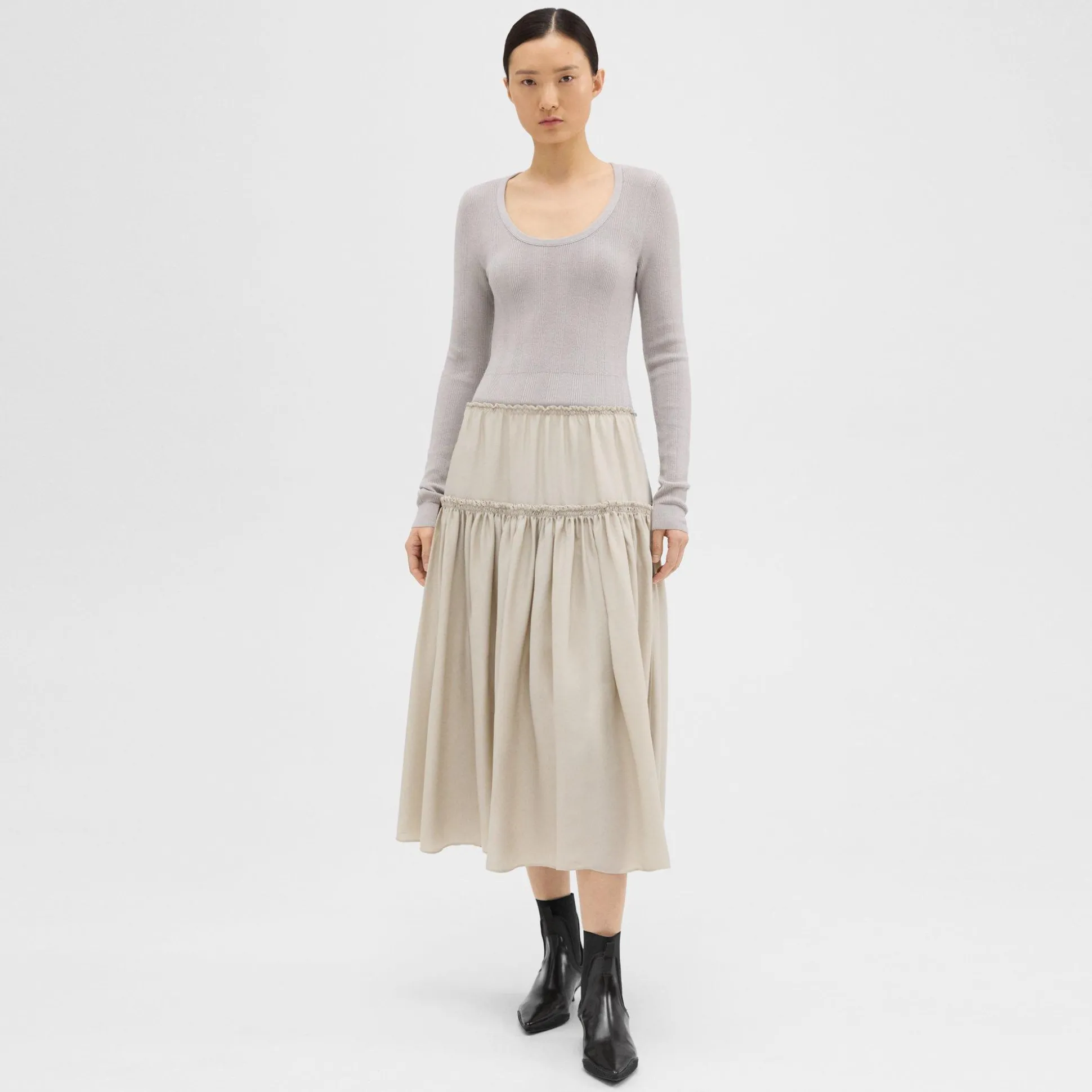Theory Wool-Viscose Combo Dress-Women Dresses