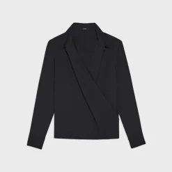 Theory Wrap Blouse In Silk Georgette-Women Tops