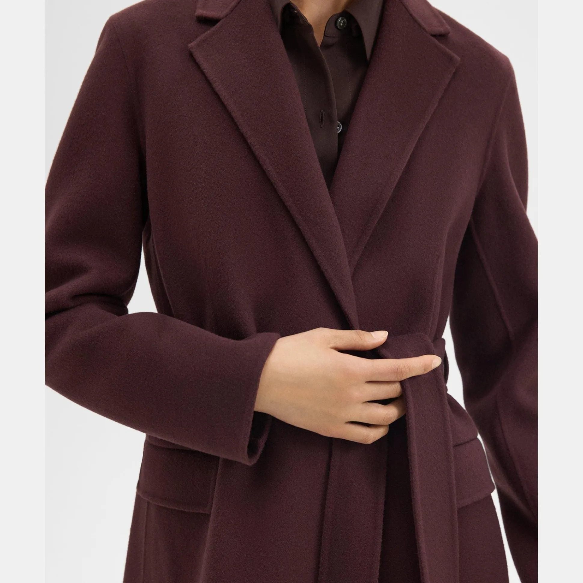 Theory Wrap Coat In Double-Face Wool-Cashmere-Women Outerwear