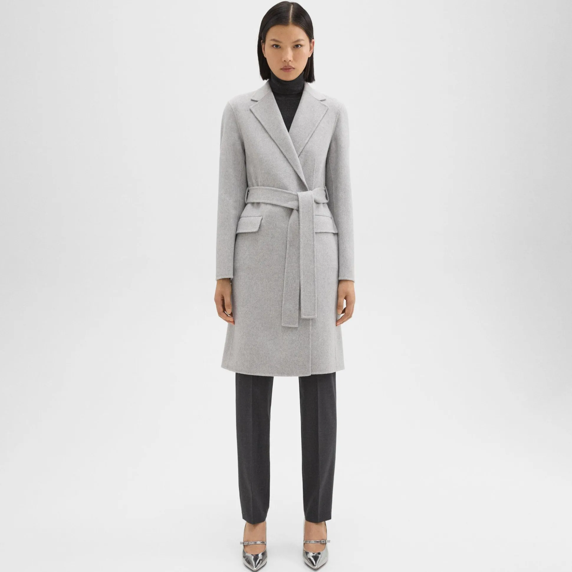 Theory Wrap Coat In Double-Face Wool-Cashmere-Women Outerwear