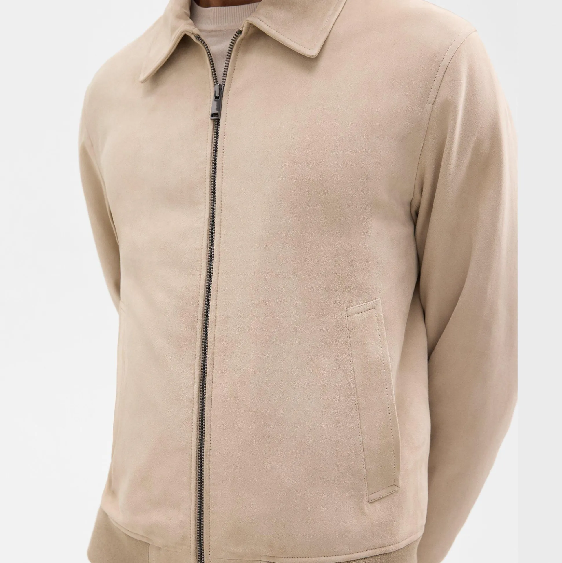 Theory Wyatt Zip Jacket In Suede-Men Outerwear