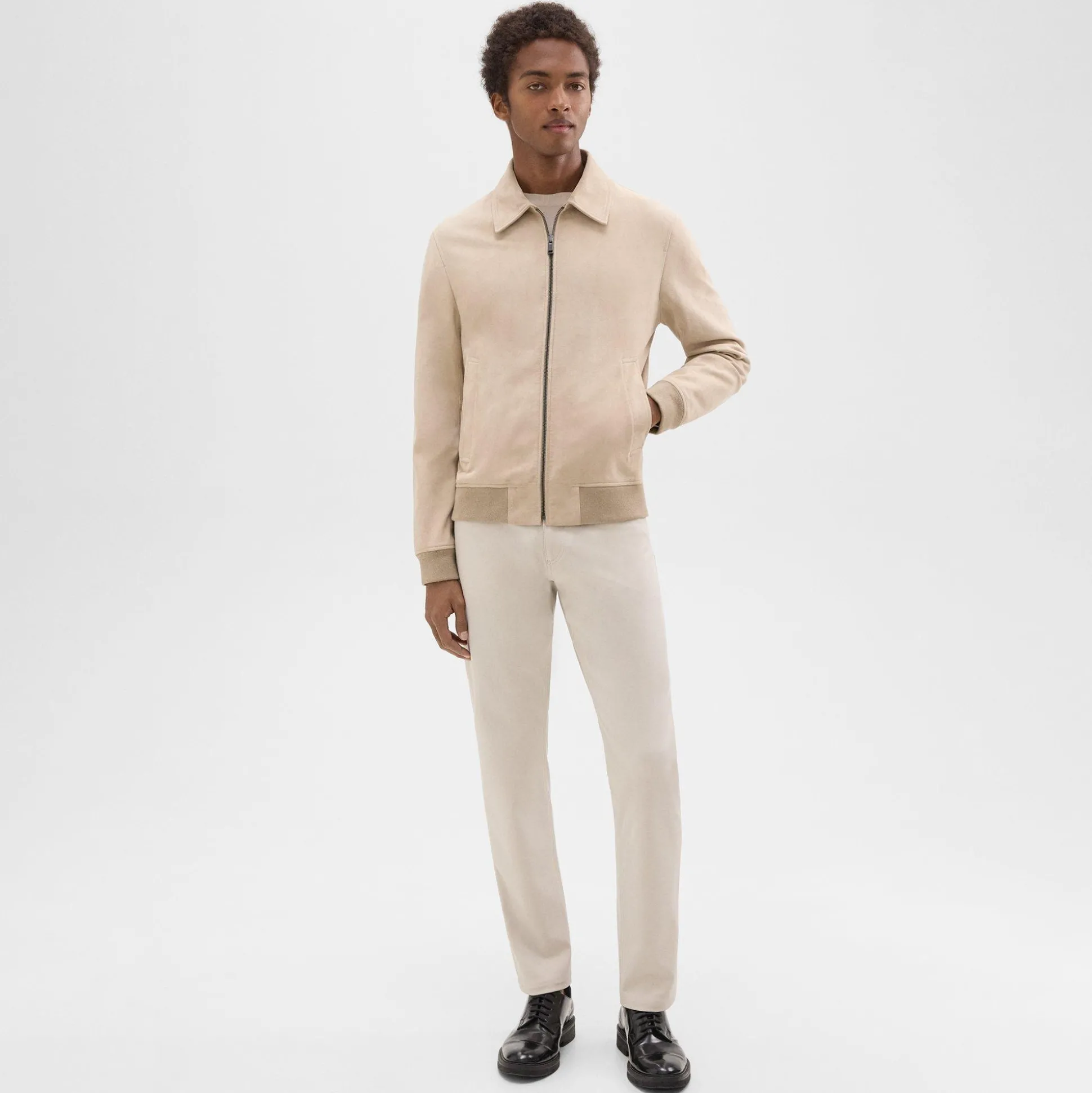 Theory Wyatt Zip Jacket In Suede-Men Outerwear